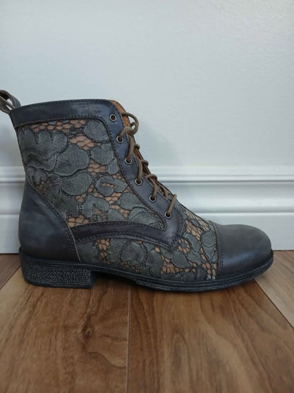 Gray Leather Boots
